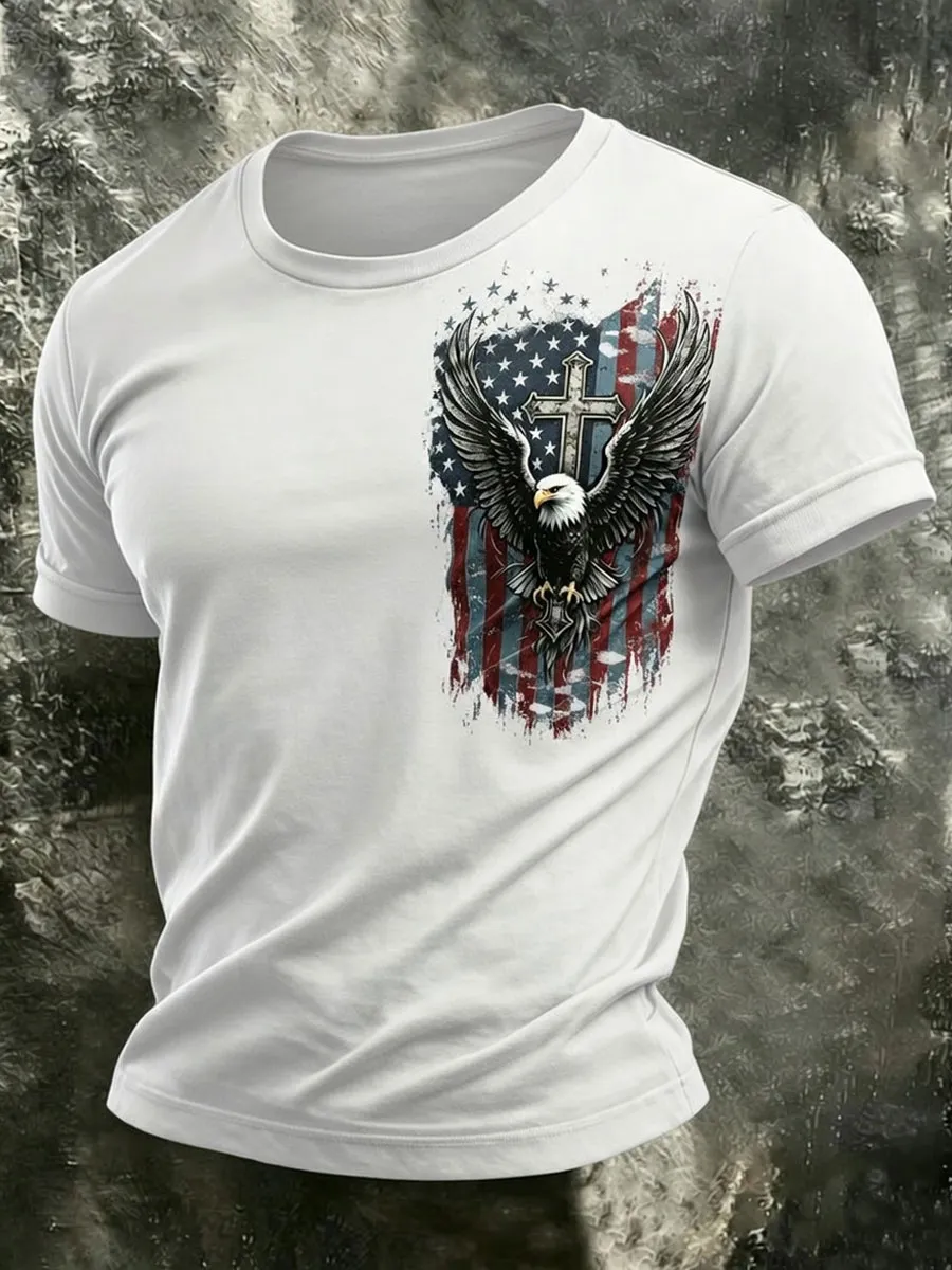 Men'S Retro America 250 National Flag Print Casual T Shirt