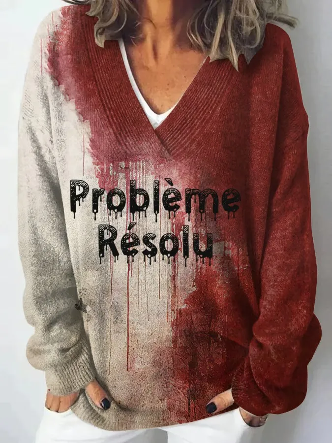 Women's Bloody Problem Solved Halloween Knit Sweater