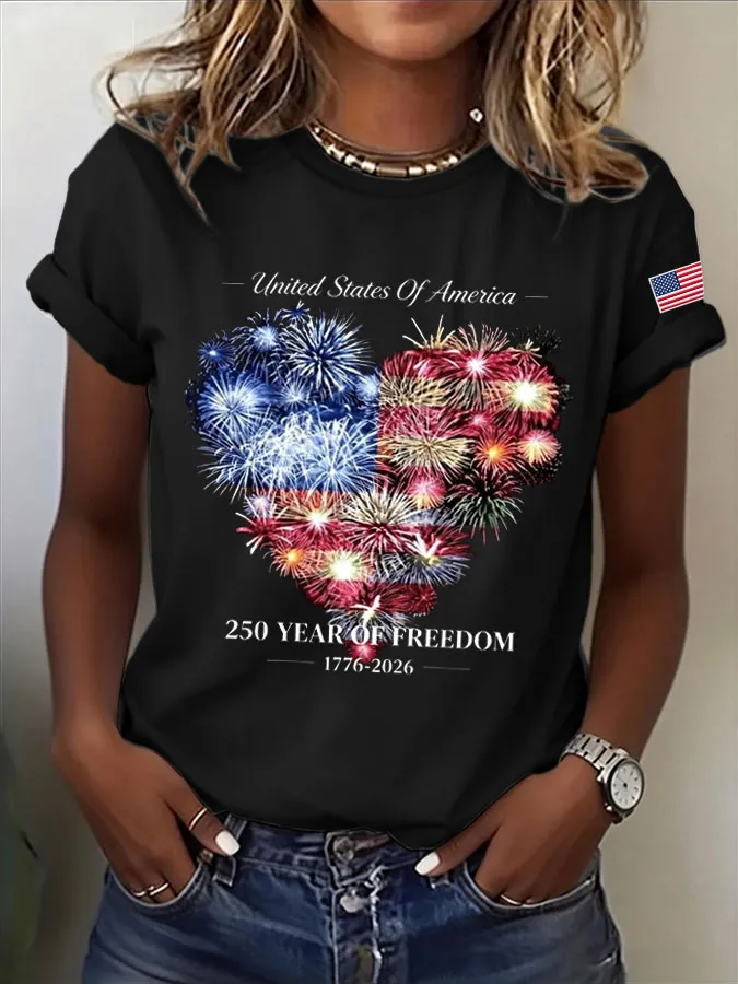 Women'S America Flag Print Casual T-Shirt