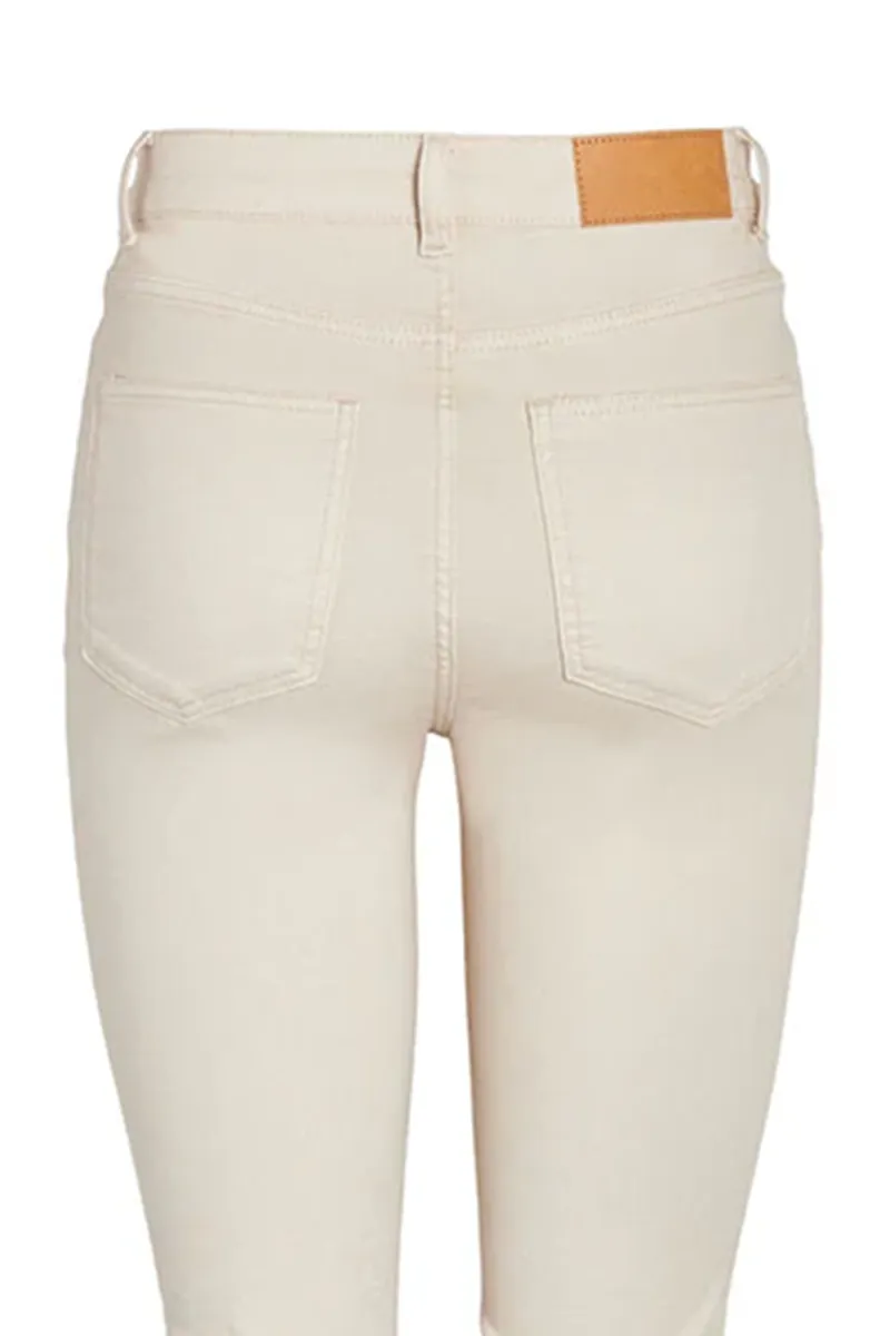 White High Waisted Slim Fit Flared Jeans