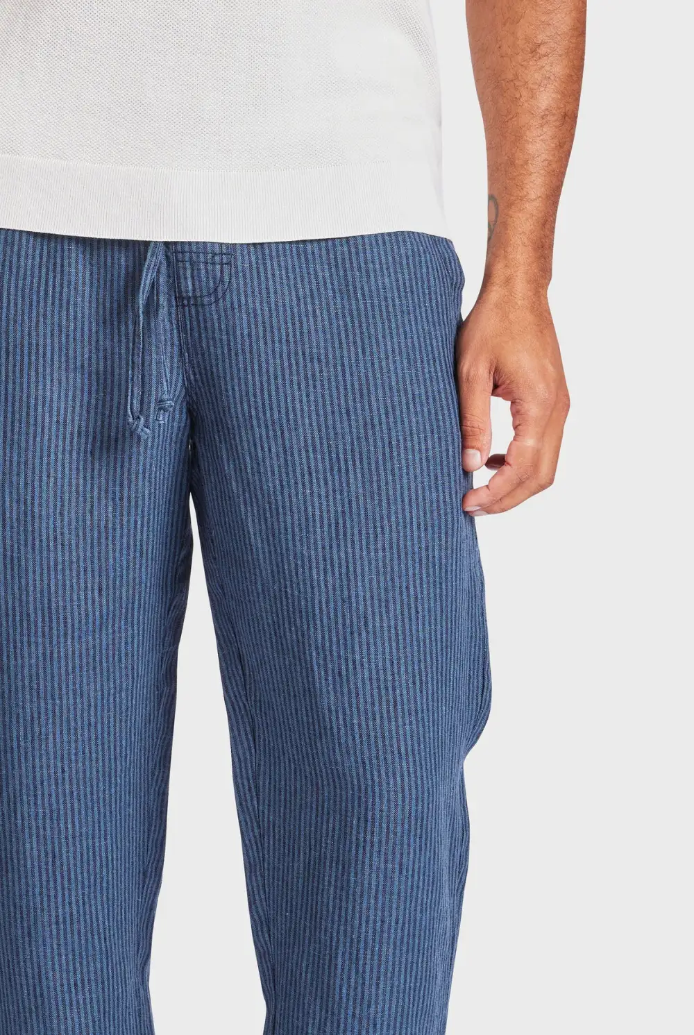 Striped Linen Cropped Pant