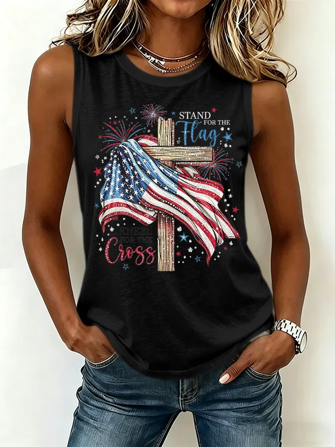 Women'S America Flag Printed Tank Top