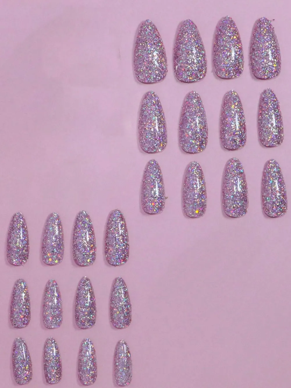 Nailhour 24pcs Purple Glossy Press-On Nails Cat Eye False Nails