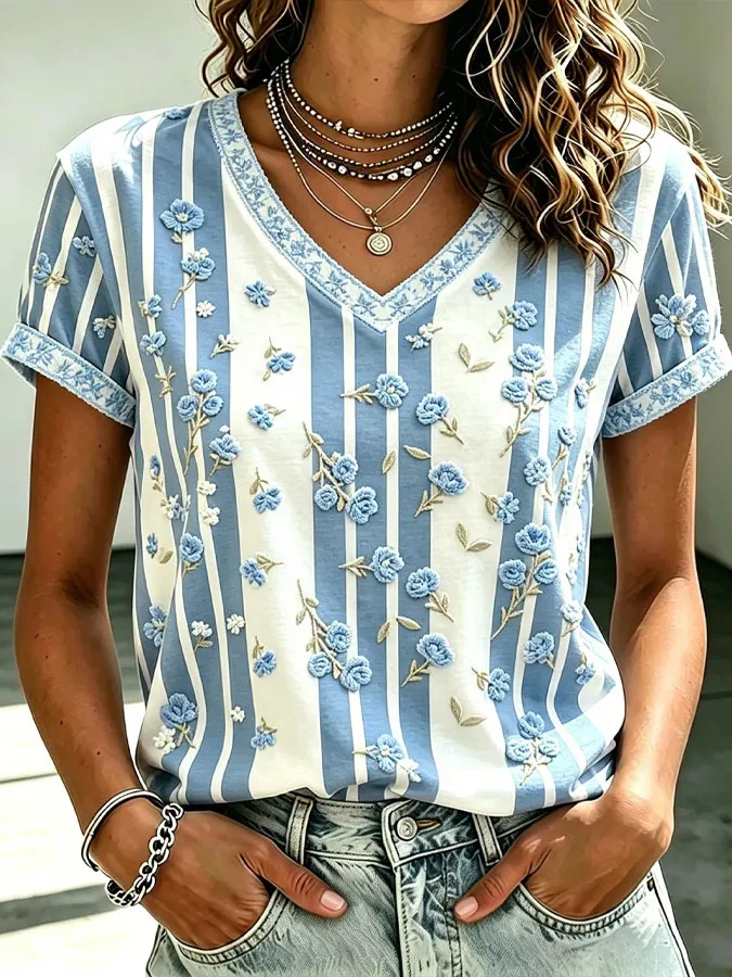Women'S Floral Print Casual T-Shirt