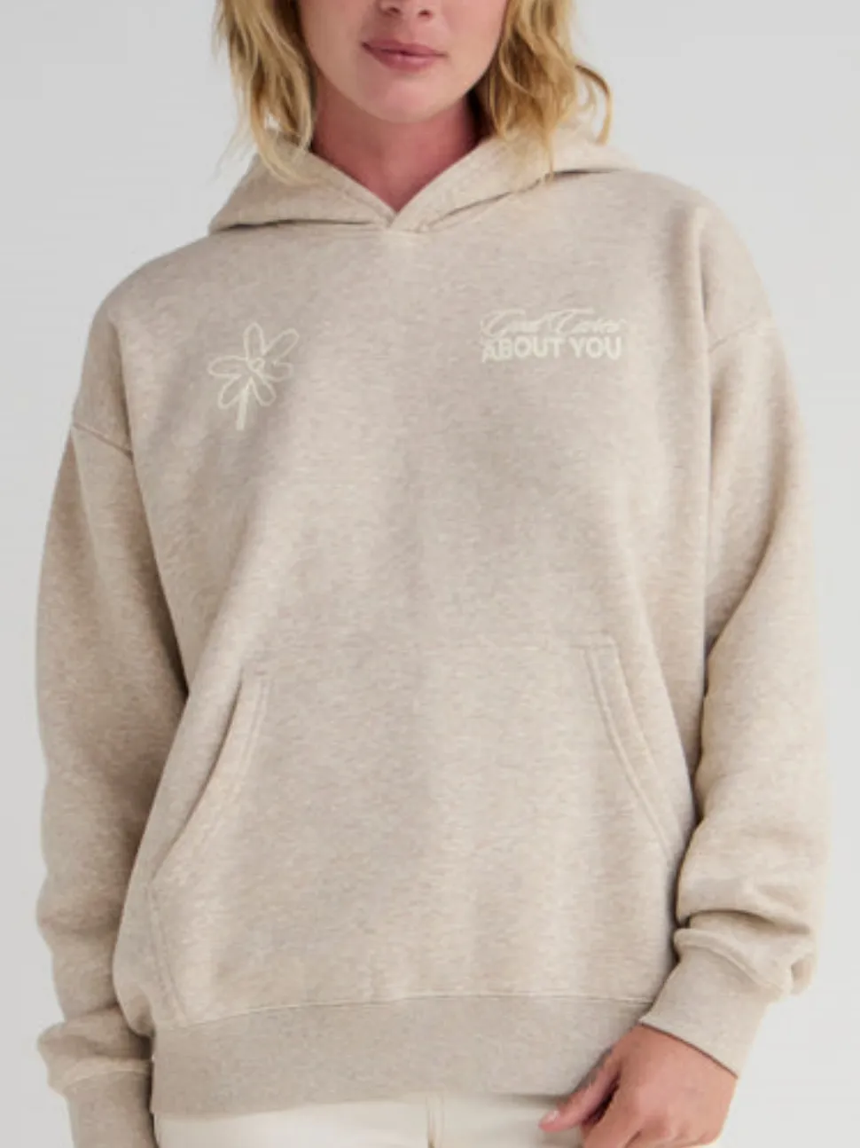Women's Casual Positive Floral Slogan Print Hooded Long-Sleeve Sweatshirt