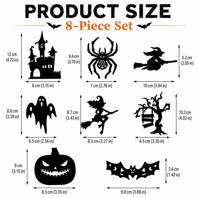 Halloween LED Silhouette Wall Light Stickers- Battery Powered Peel & Stick Spooky Decor