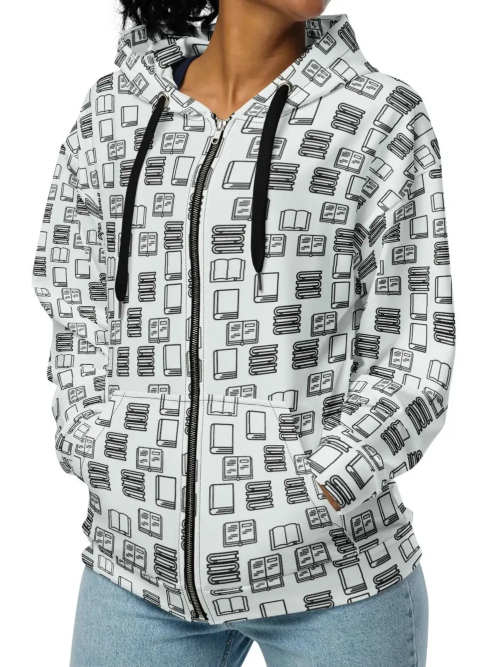 Pocketed Book Patterm Hoodie