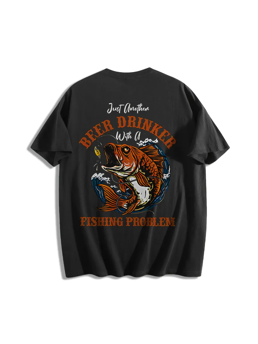 Fishing Print On The Back T-Shirts