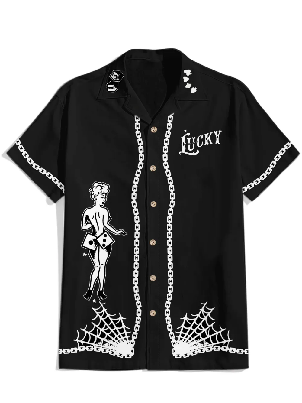 Lucky Vegas - 100% Cotton Cuban Collar Shirt