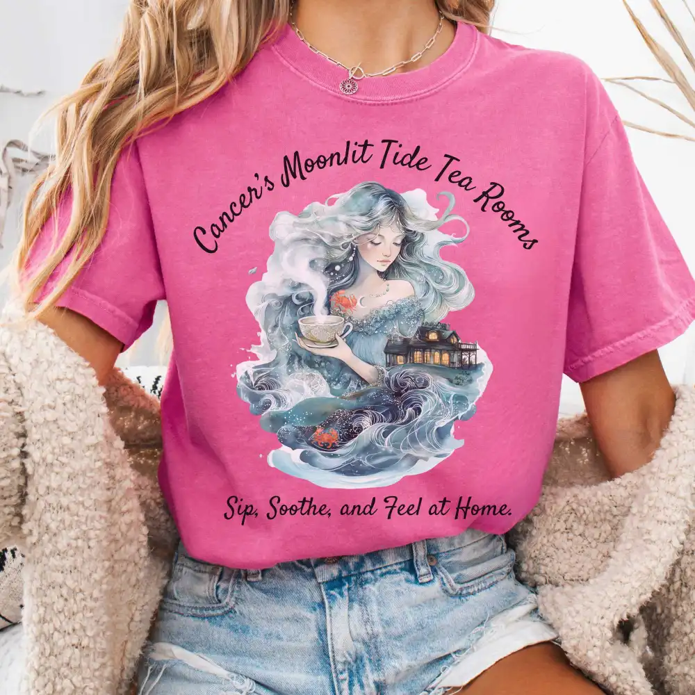 Cancer's Moonlit Tide Tea Rooms Zodiac Shirt