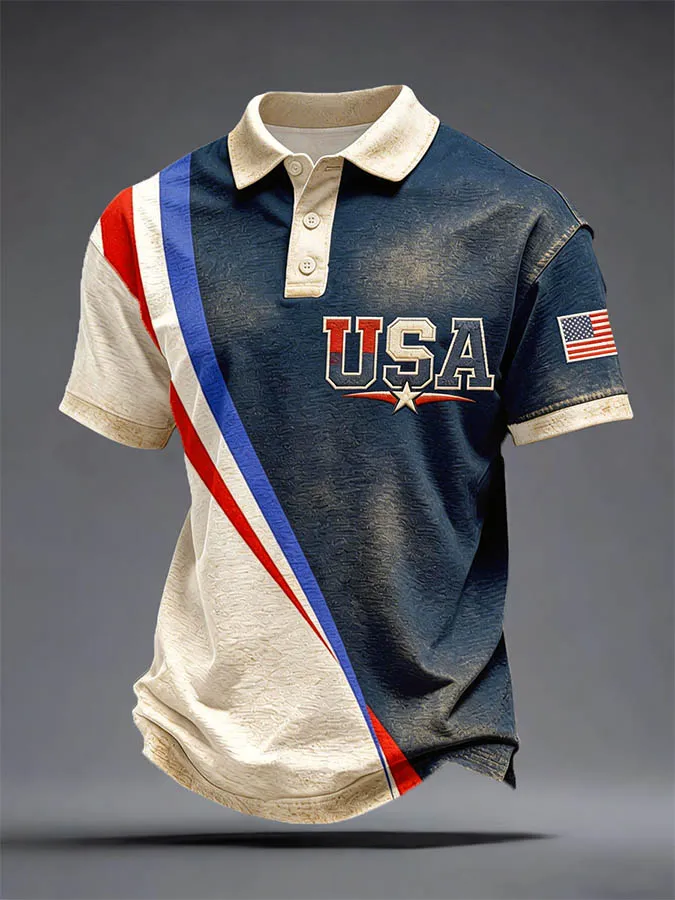 Men's 250Th Anniversary Printed Casual Polo Shirt