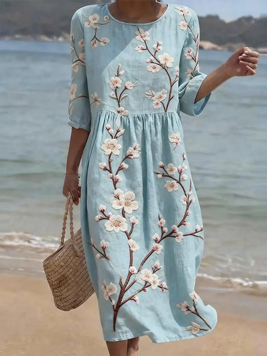Women's Casual Cotton Linen Dress