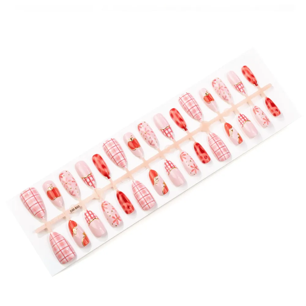 Nailhour 30Pcs Sweet Pumpkin 3D Medium Almond French Press On Nails