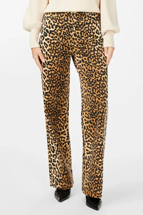 Leopard Print Wide Leg Jeans
