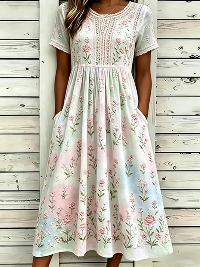 Women's floral short sleeved dress