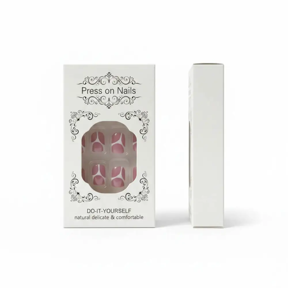 Nailhour 24Pcs Short Square French & Serpent Press On Nails