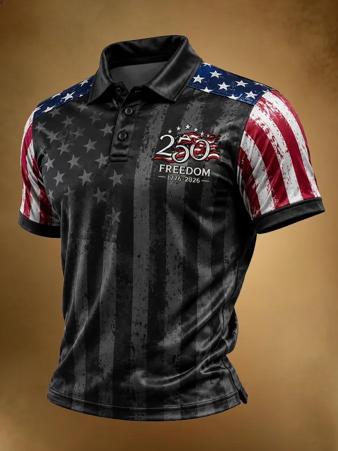Men'S Flag American 250Th Anniversary Polo Shirt