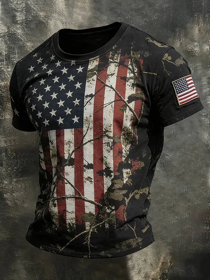 Men's Casual USA 250th Celebration Print Short Sleeve T-shirt