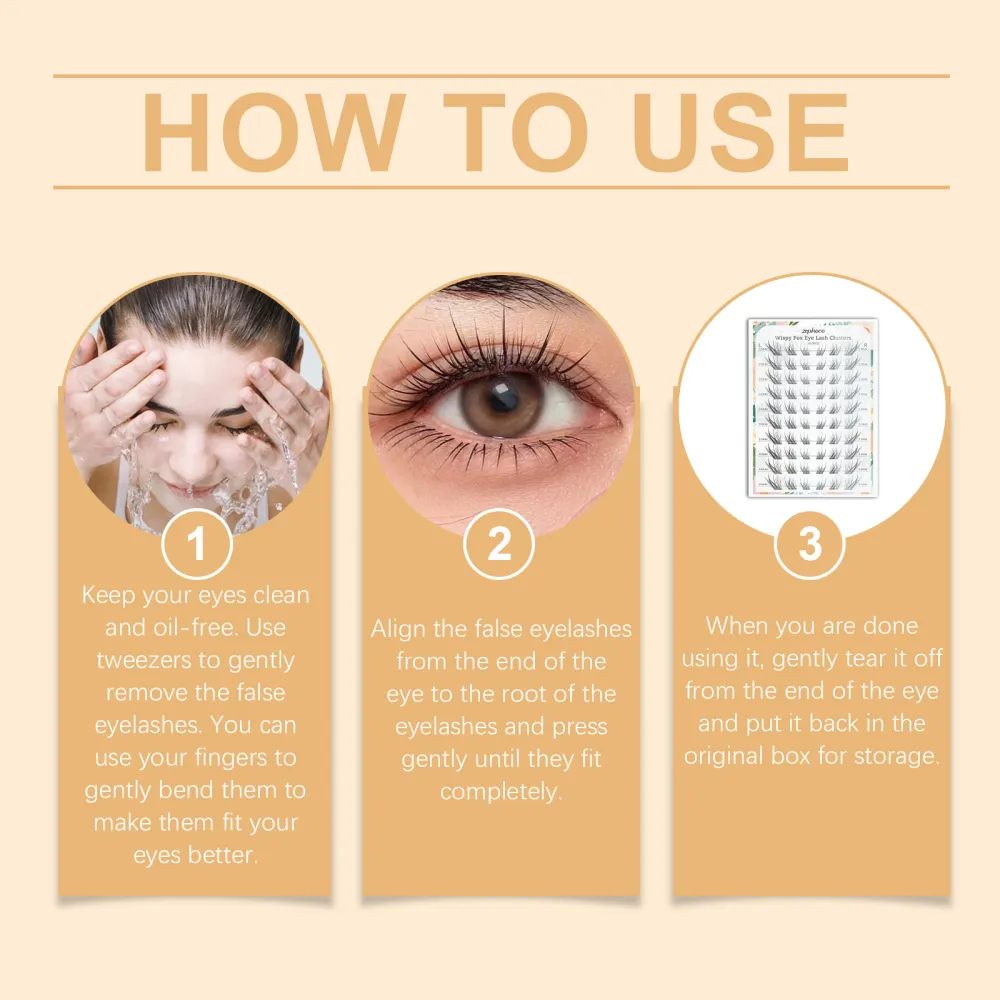 Fox-eye glue-free false lashes