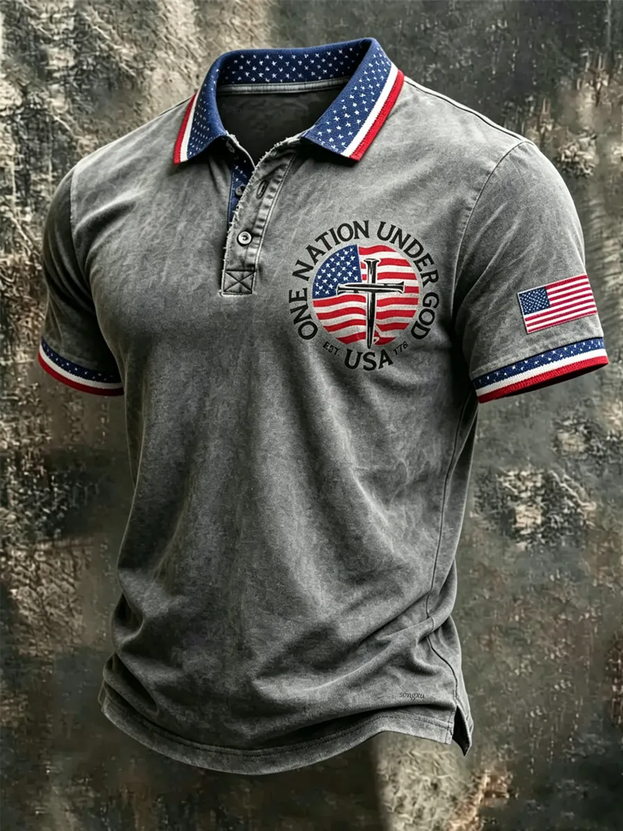 Men's 250th Anniversary Print Casual Polo Shirt