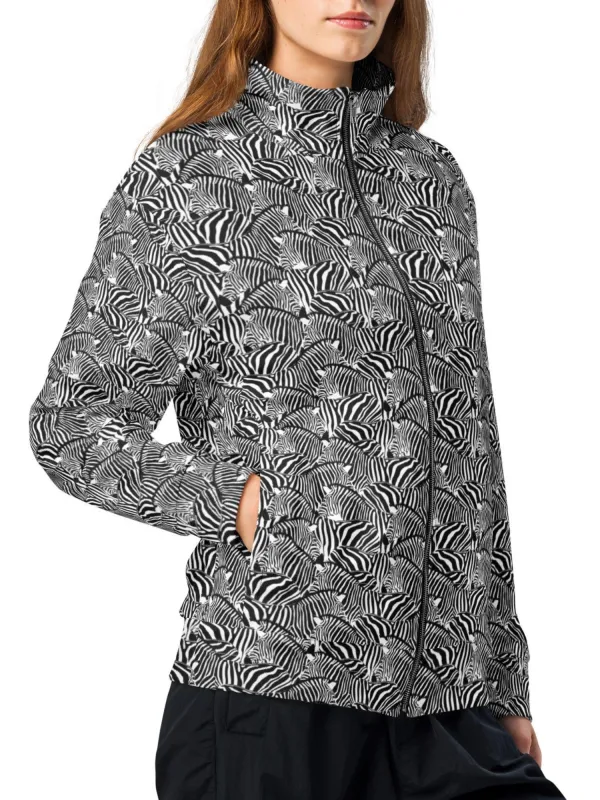 Zebras Printed Zip Up Jacket