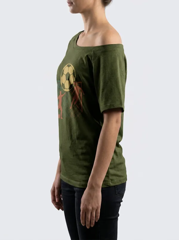 Women's Soccer Fan Goal Silhouette Printed T-shirt
