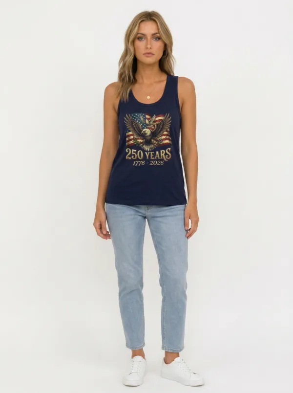 Women's 250th Anniversary USA Flag Eagle Printed Tank Top