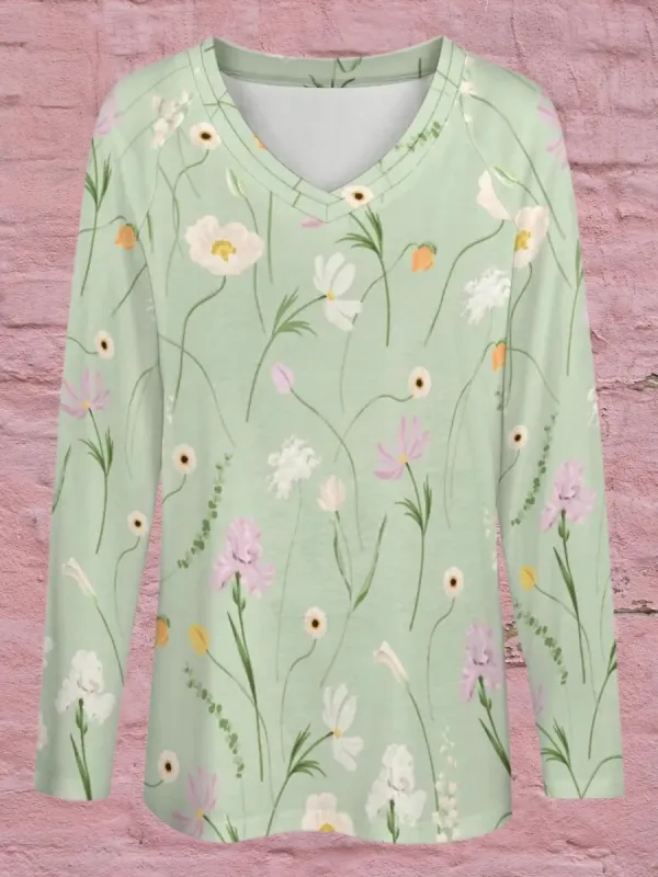 Casual Print V-Neck T-Shirt