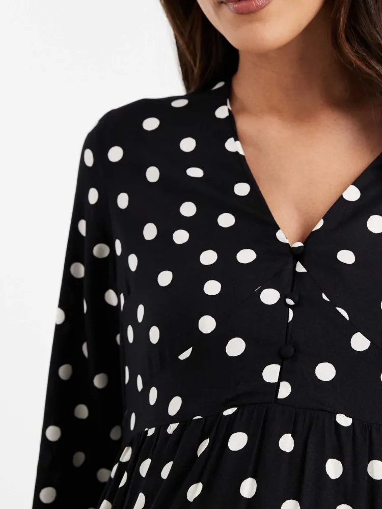 Polka Dot V-Neck Casual Dress