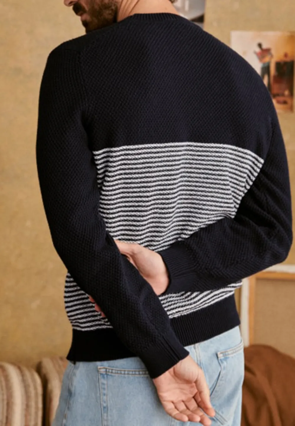  Sweater-Navy＆Ecru