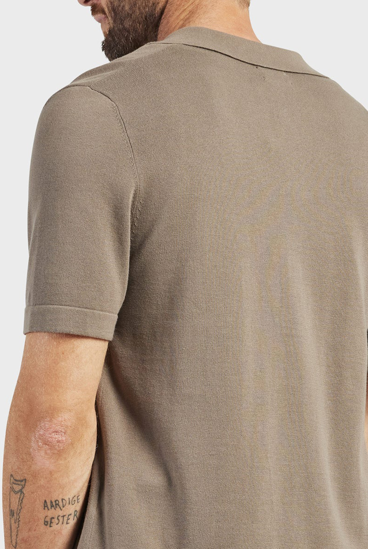 Jackson Rib Knit Polo-Nomad tan