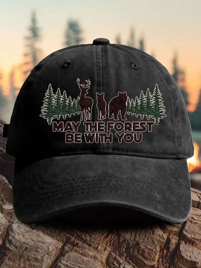 Retro May The Forest Be With You Print Baseball Cap