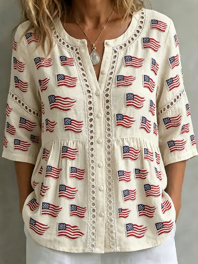 Women's Fashion Art Top Celebrating the 250th Anniversary of the Founding of the United States