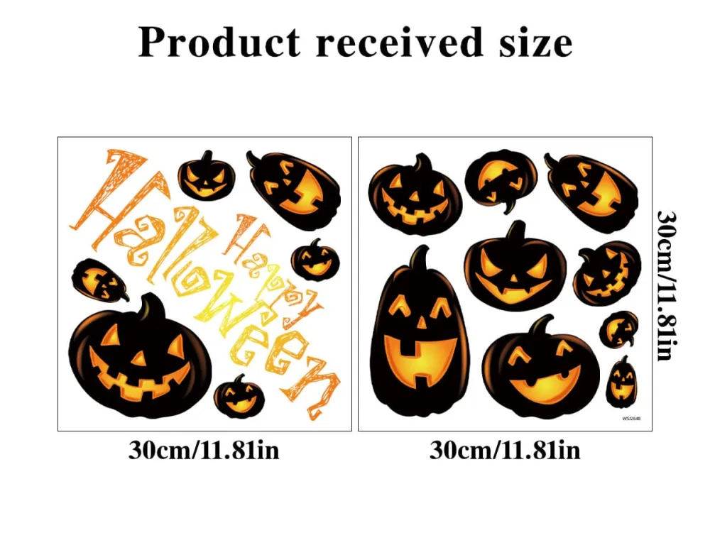 2Pcs Halloween Spooky Pumpkin Static Window Stickers Party Supplies