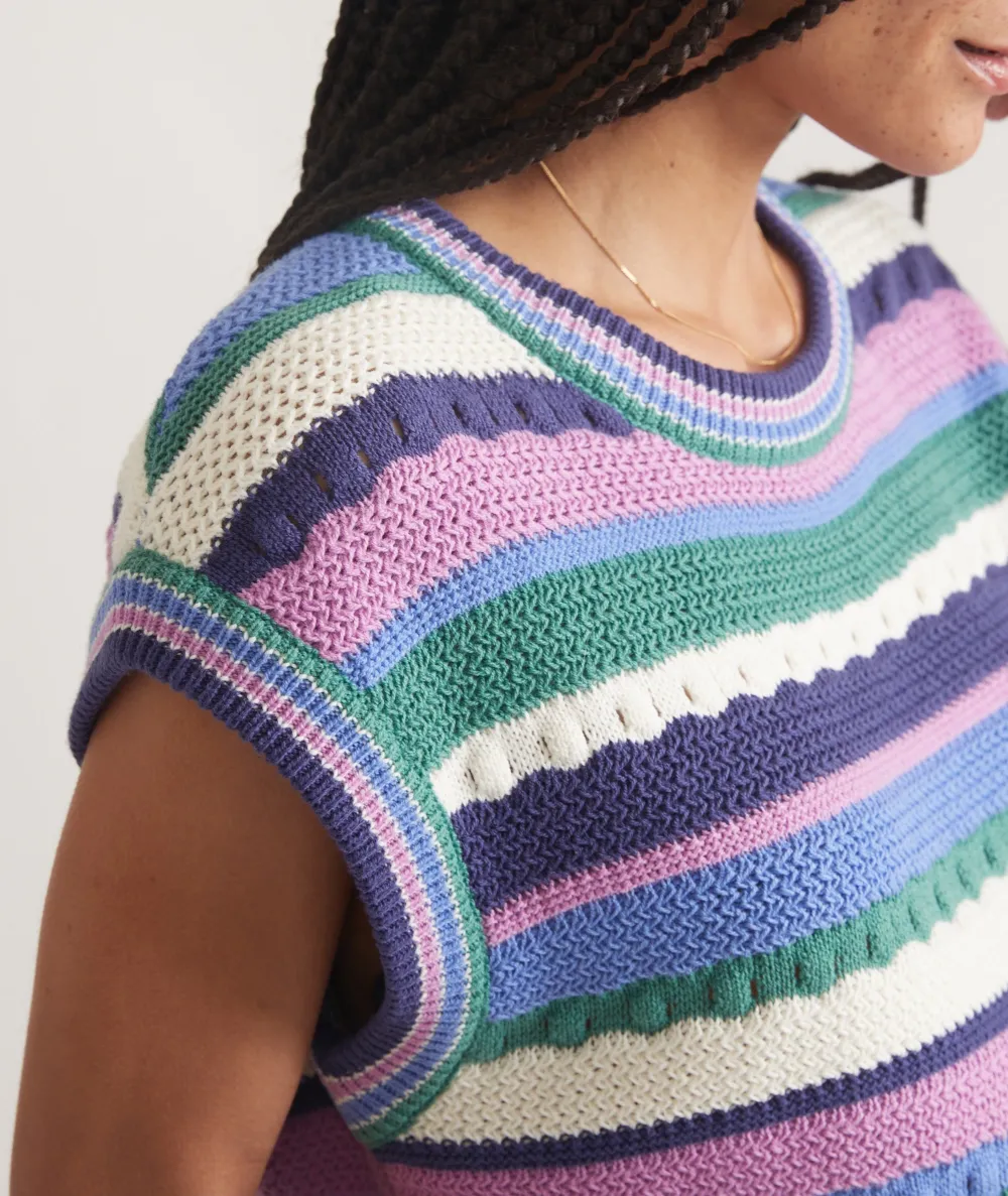 Sleeveless Multicolored Striped Knit Vest