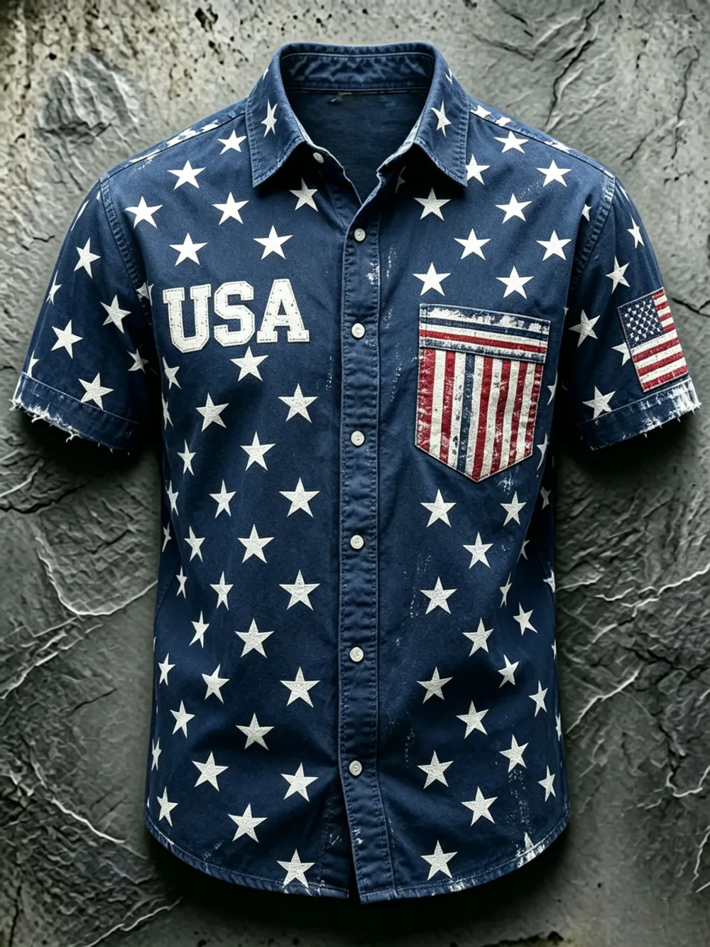 Men'S Casual 250Th Anniversary Printed Collar Shirt