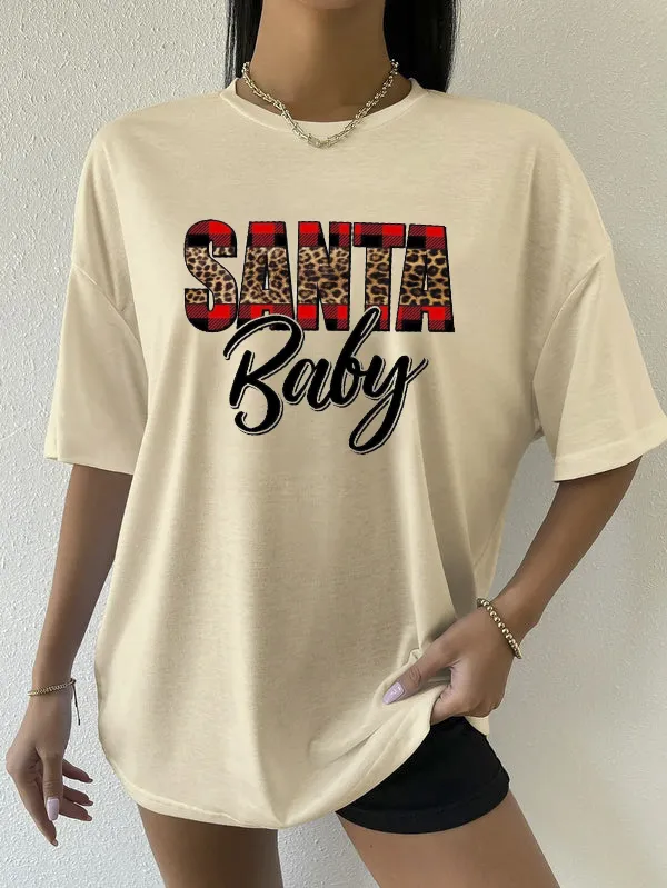 Women's Santa Baby Back Print T - Shirt