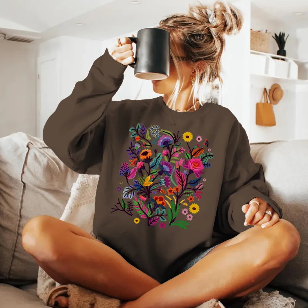 Vibrant Wildflower Printed Sweatshirts