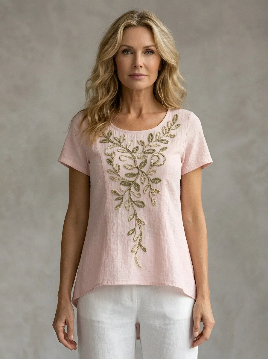 Women's Breast Cancer Awareness Floral Vine Printed Top