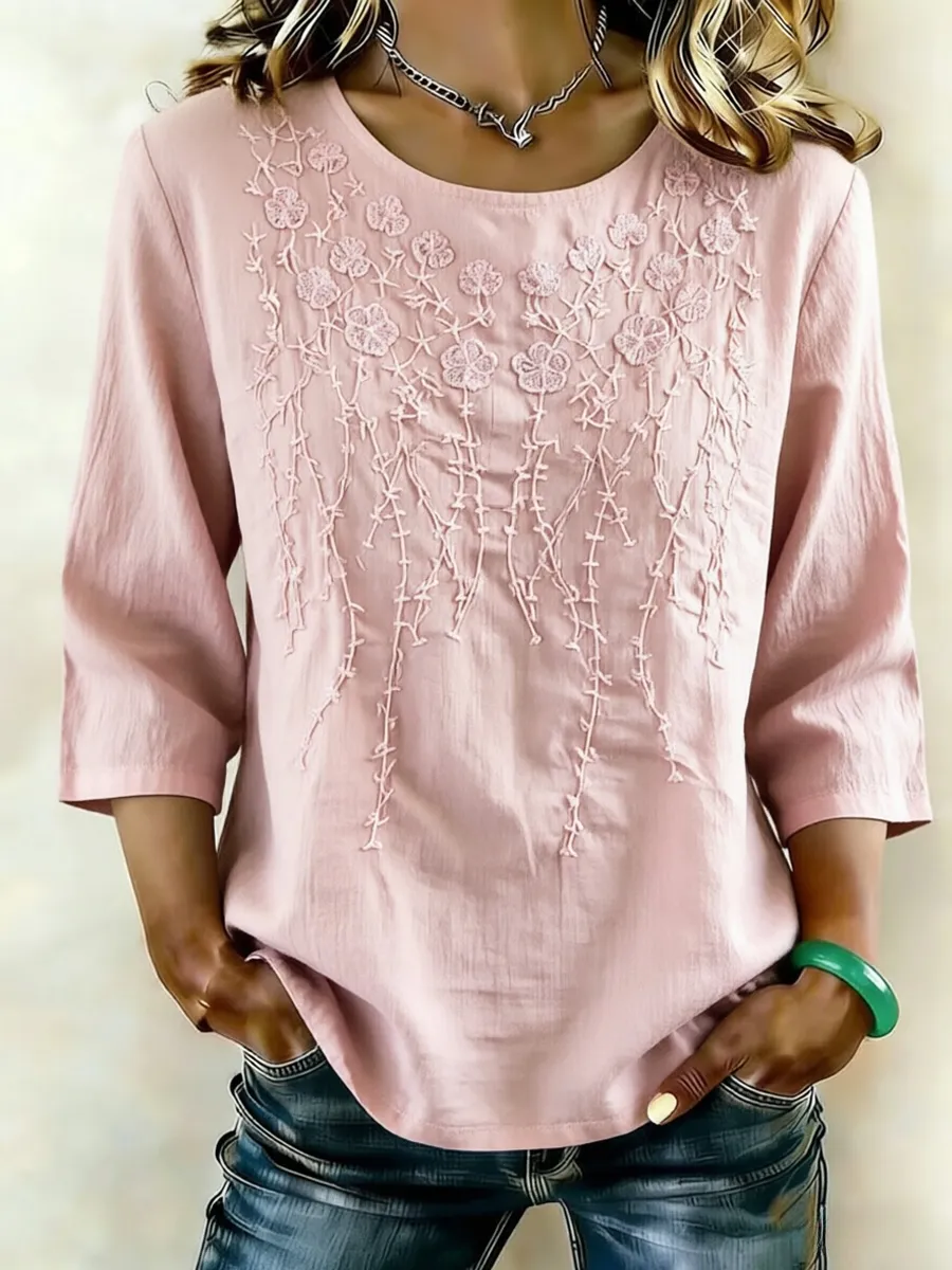 Women's Linen-Cotton Printed Tops