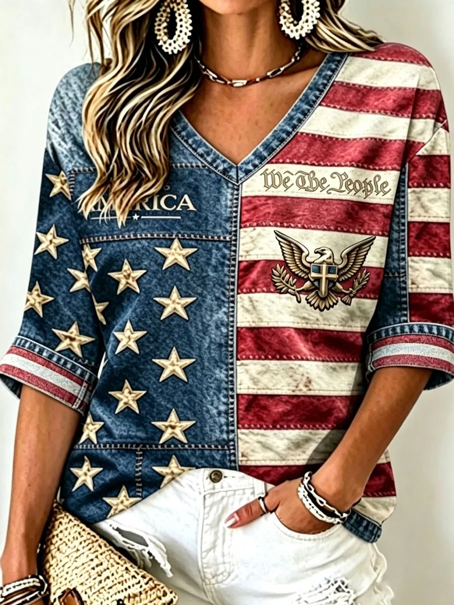 Women's 250Th Anniversary National Faith Print Shirt