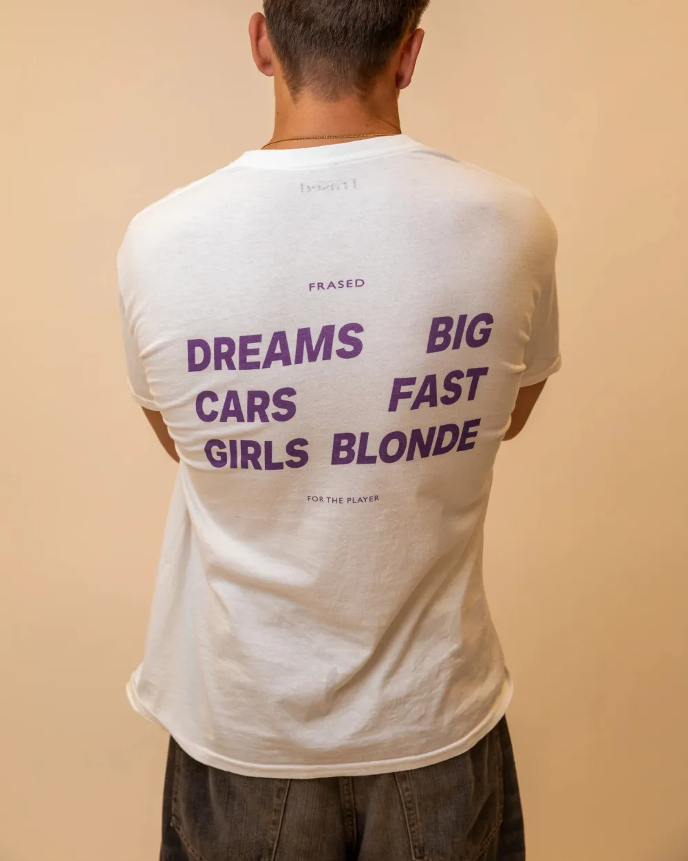 Men's Back Letter Print Crew Neck T-Shirt