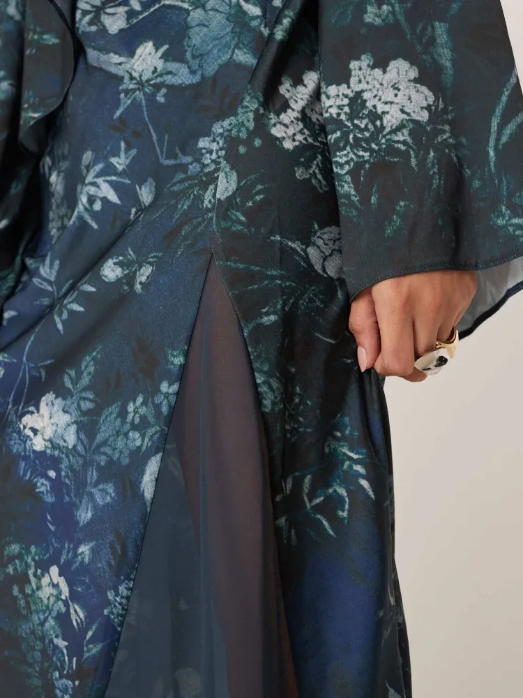 Floral Print Flared Sleeve Dress