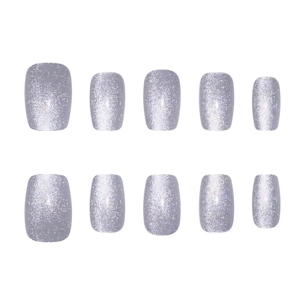 Nailhour 24Pcs Sheer Cat Eye Short Square Press On Nails