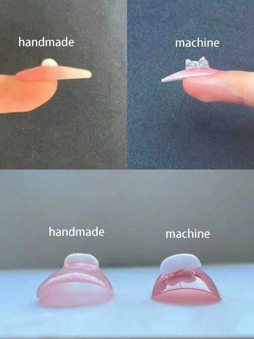 Nailhour 10Pcs Handmade French 3D Floral Medium Oval Press On Nails