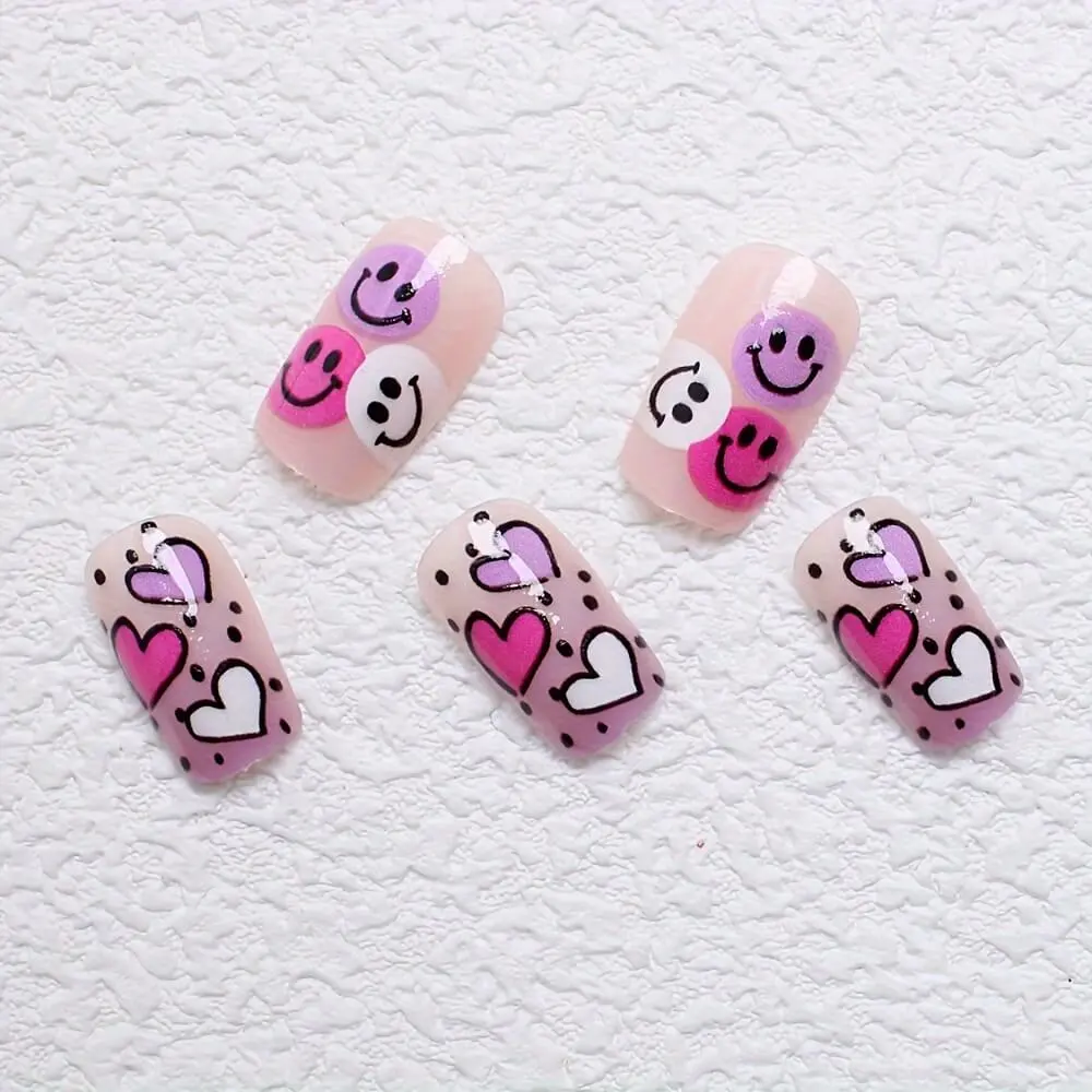 Nailhour 24Pcs Halloween Medium Square Sweet Designs Press On Nails