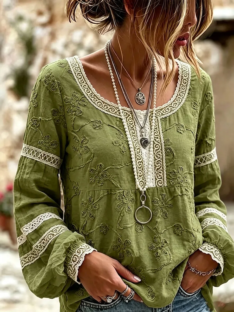 Women'S Retro Floral Print Top