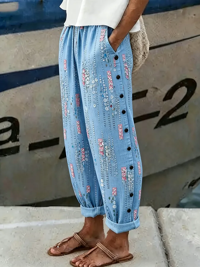 Women's floral printed casual pants