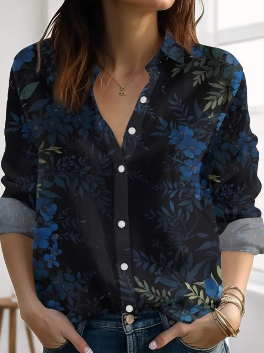 Midnight Floral Long Sleeve Shirt