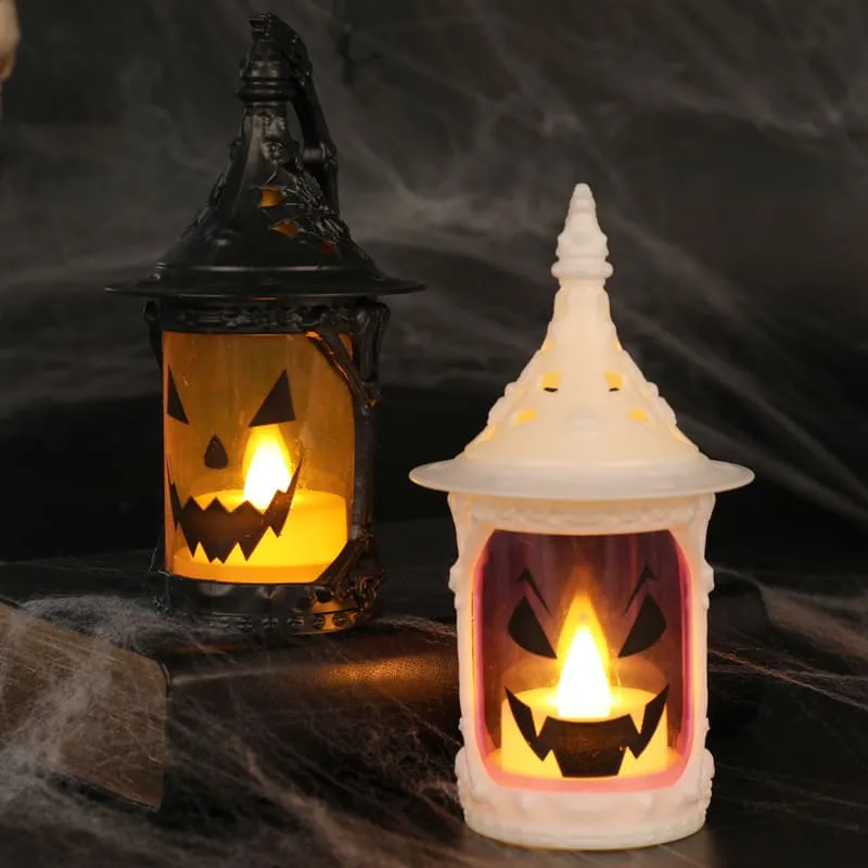 2Pcs Halloween Portable Small Oil Lamp LED Electronic Candle Lamp Ornament
